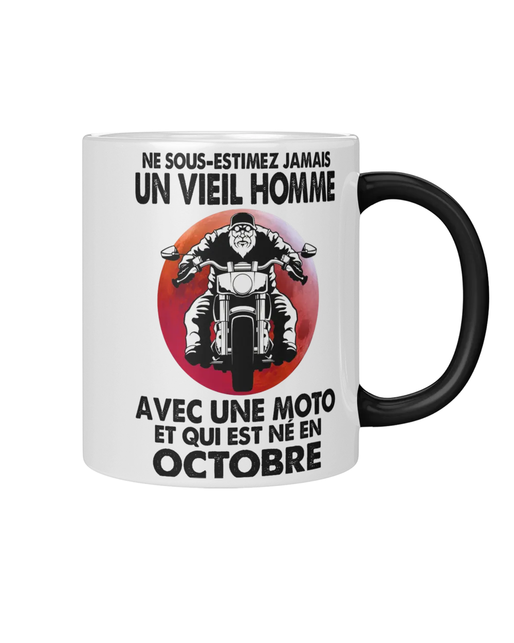 Ne sous-estimez un vieil homme moto octobre Magic Mug black 11oz