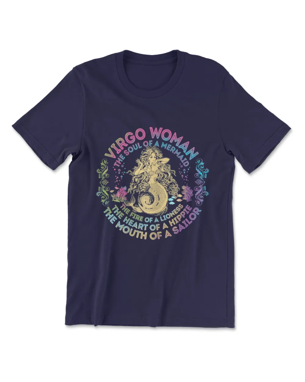 Womens Virgo Woman The Soul Of A Mermaid Birthday Hippie Soul T-Shirt