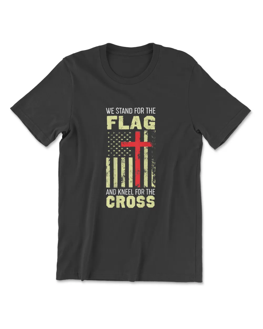 We Stand   Flag And Kneel   Cross Print On Back Men's Premium Tshirt black s