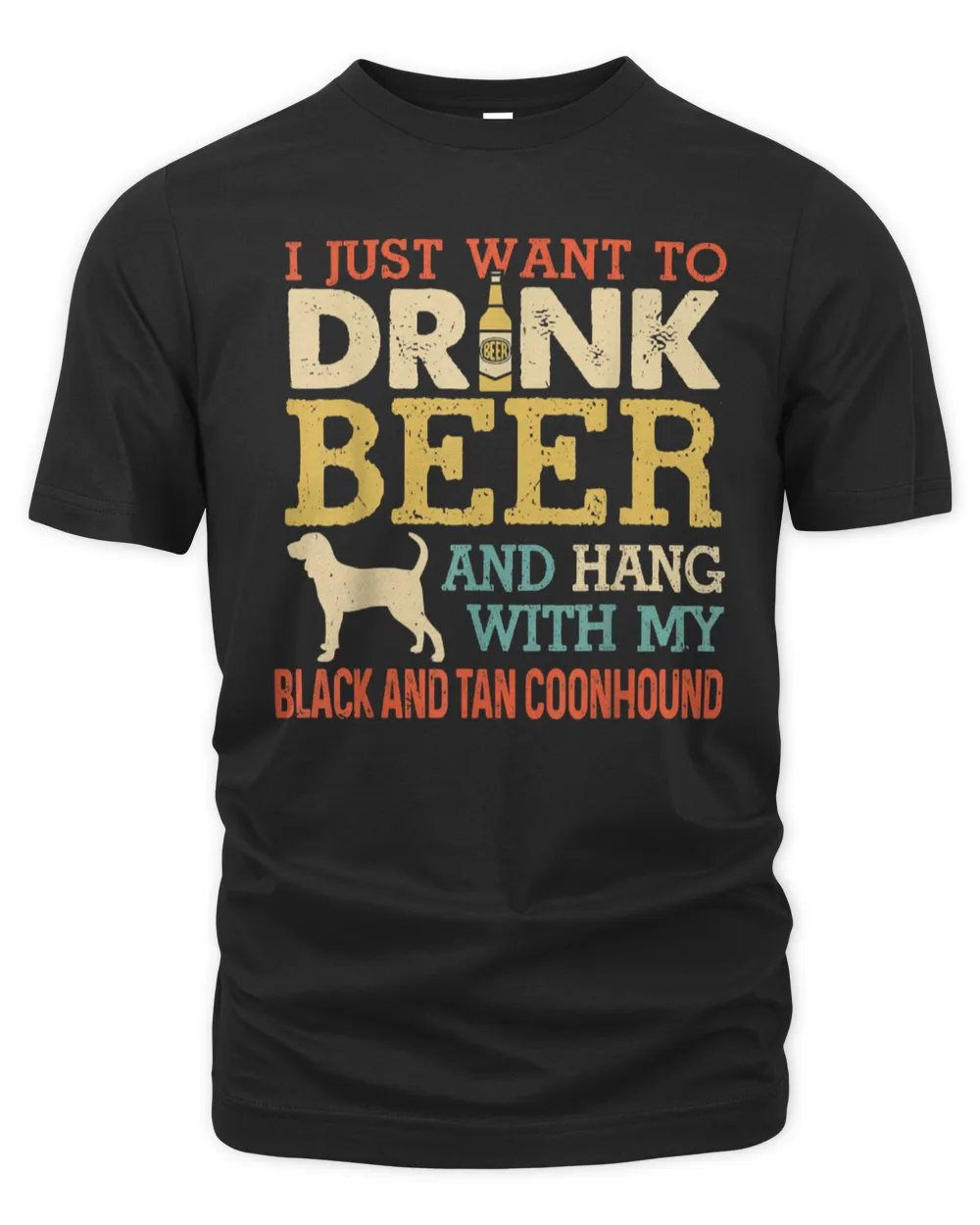 Black And Tan Coonhound Dad Drink Beer Hang With Dog Funny T-Shirt