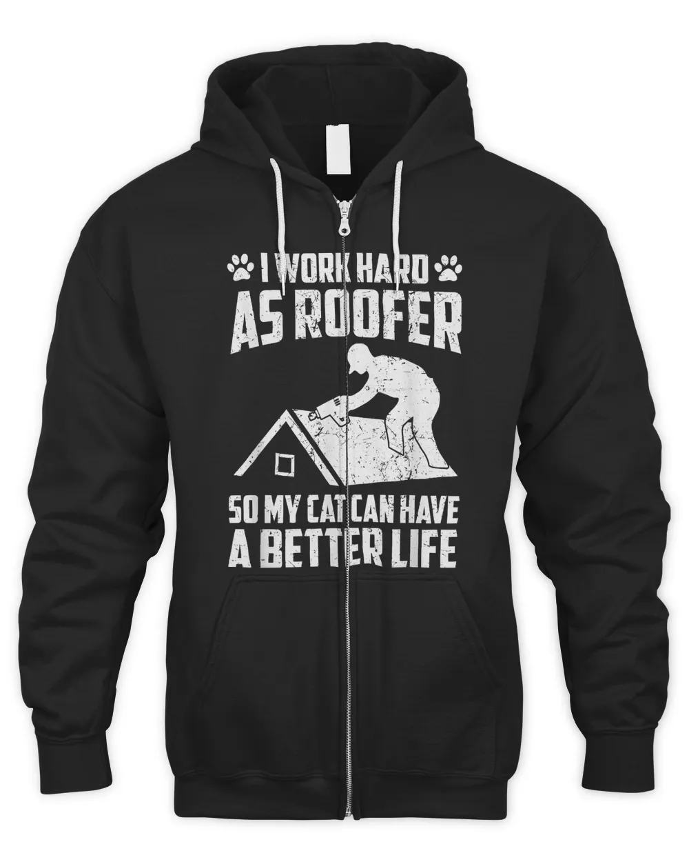 Work As Roofer Cat Life Roof Roofing Cat Pet Lover T-Shirt