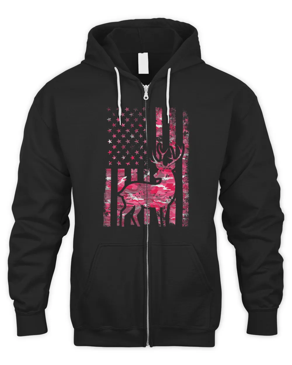 Pink Camo American Flag Camouflage Buck Hunting Shirt Women T-Shirt