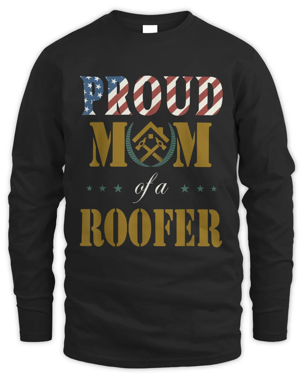 Vintage Flag American Proud Mom of a Roofer lovers gifts T-Shirt