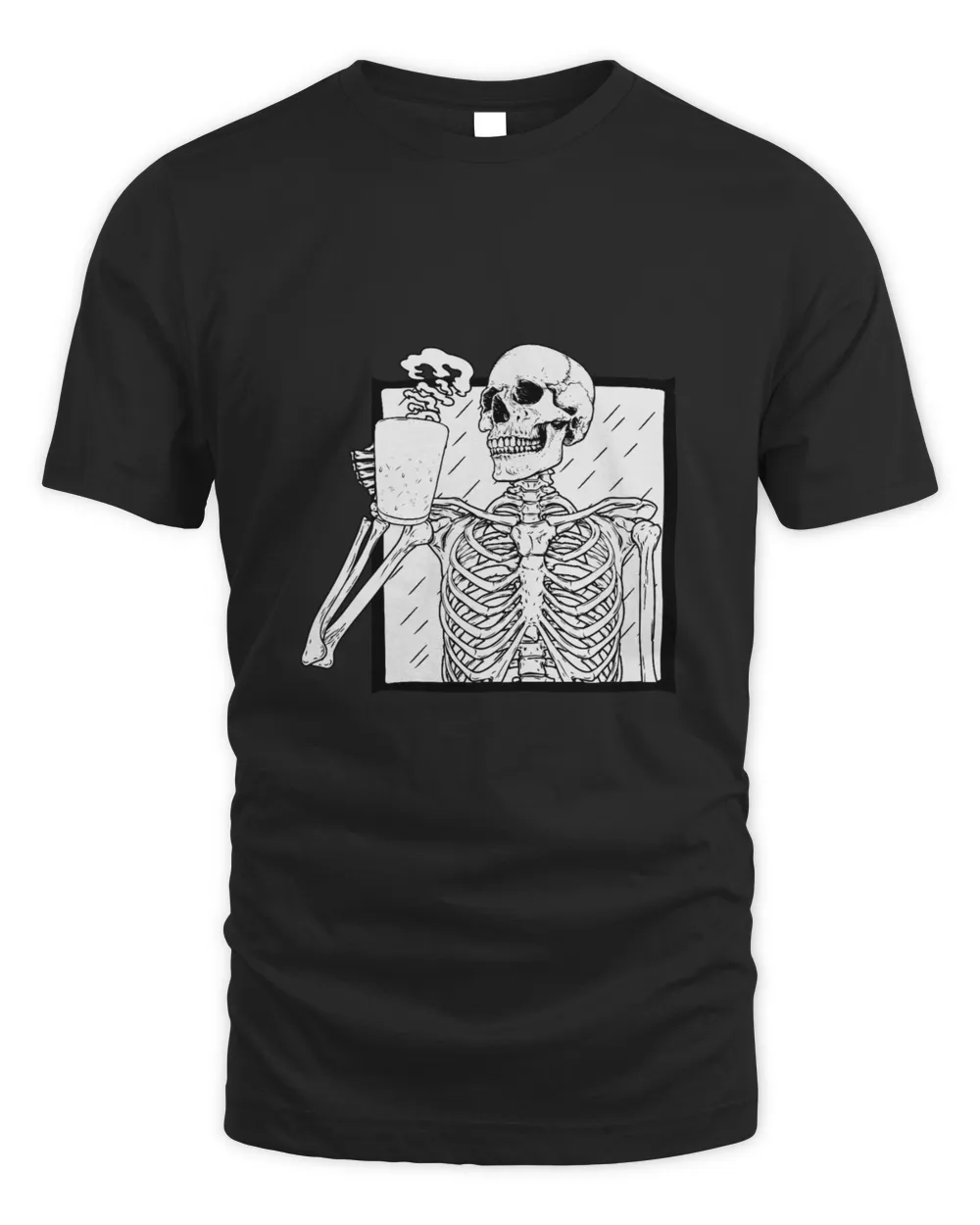 Halloween Coffee Drinking Skeleton Skull