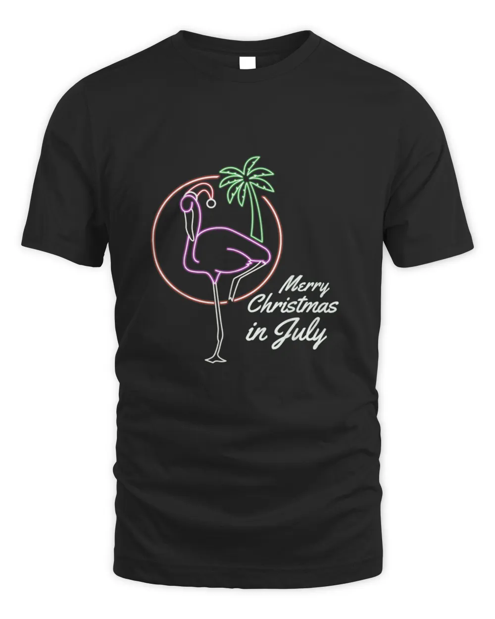 Christmas In July Flamingo Santa I Awesome Flamingo T shirt Men's Standard T-Shirt black s