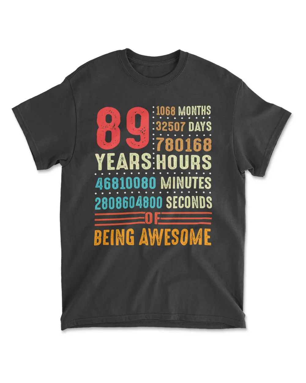 89 Years Old 89th Birthday Vintage Retro T Shirt