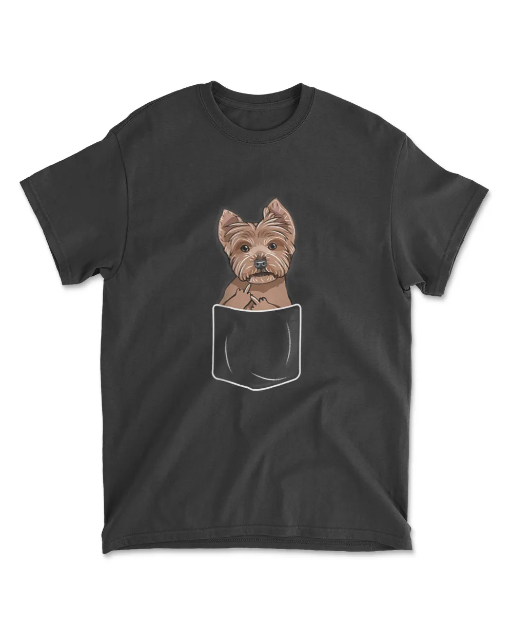 Middle Finger Yorkshire Terrier Puppy in a Pocket