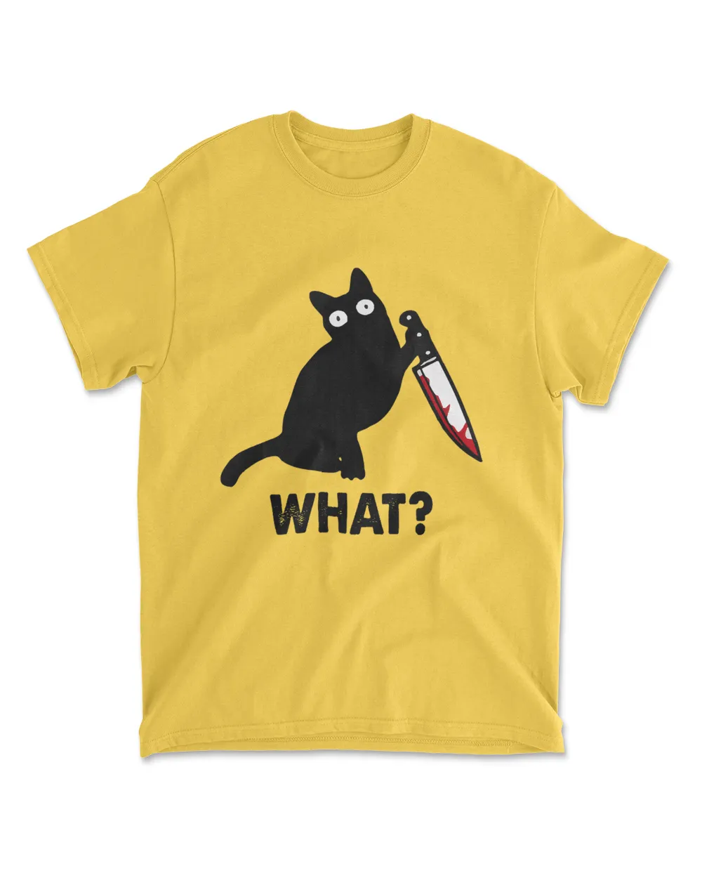 Cat What Funny Black Cat Apparel , Murderous Cat With Knife T-Shirt
