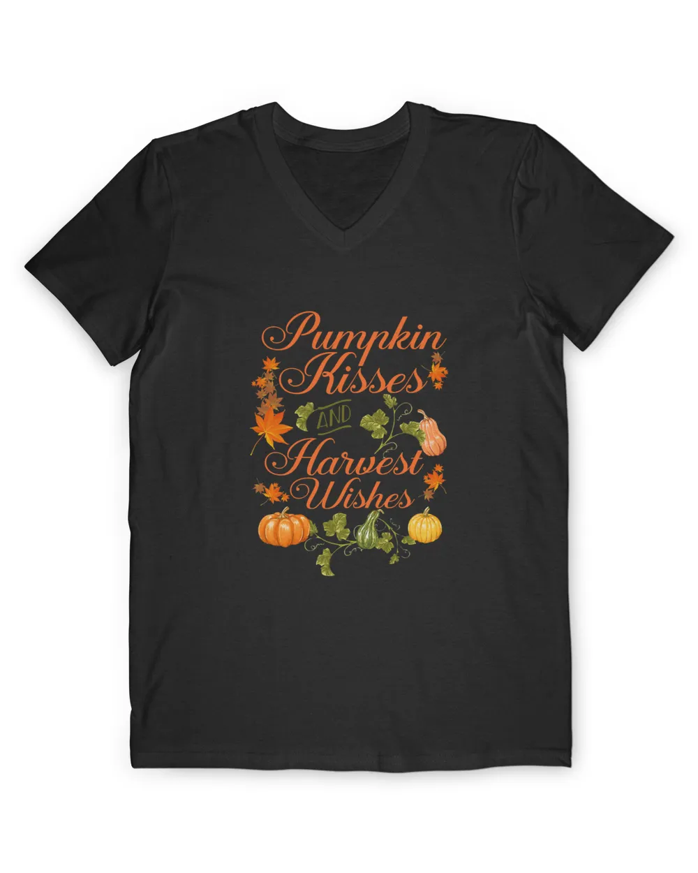 Fun Pumpkin Kisses And Harvest Wishes Men Women Youth Autumn T-Shirt