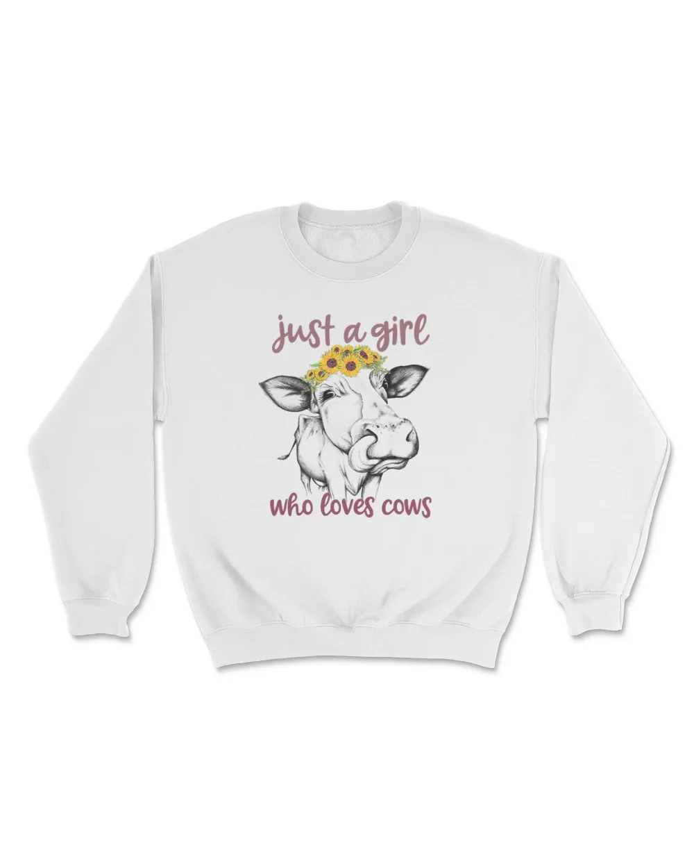 Just A Girl Who Loves Cows Cute Sunflowers Funny Cow Tongue T-Shirt