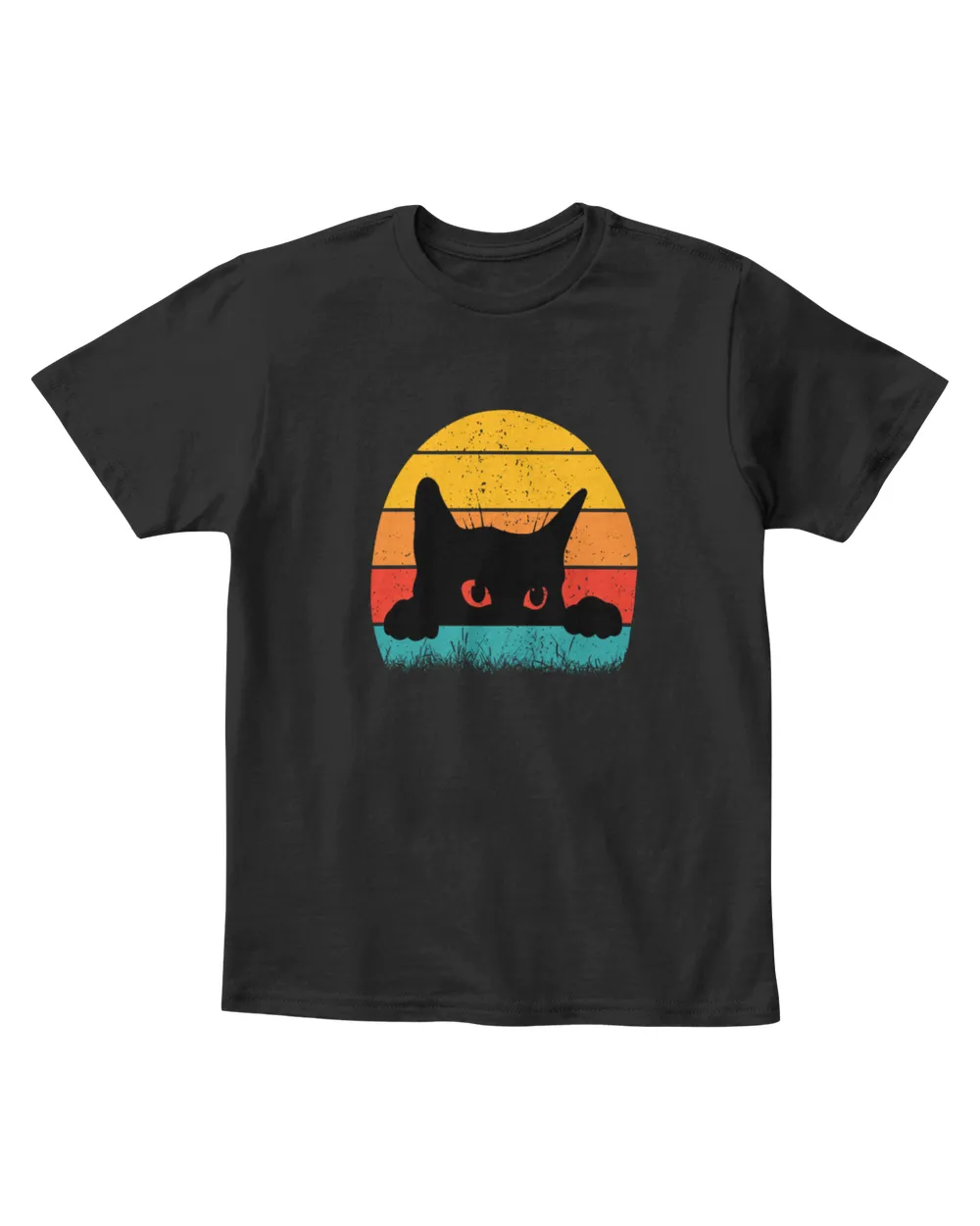 Cat Sunset Colorful Background for T-Shirt 24