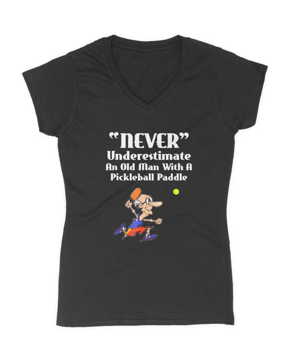 Mens Never Underestimate Old Man With Pickleball Paddle T-Shirt