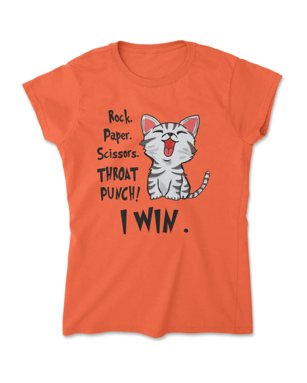 Rock Paper Scissors Throat Punch I Win Cat Funny