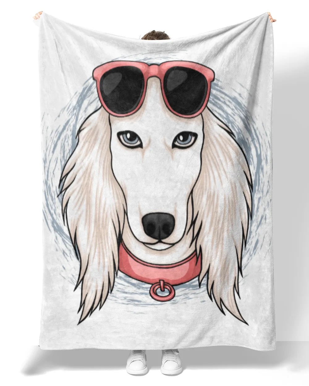 White saluki with glasses dog lover great gift