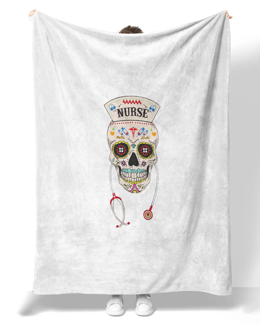 Sugar Skull Nurse Stethoscope Halloween Costume Shirt