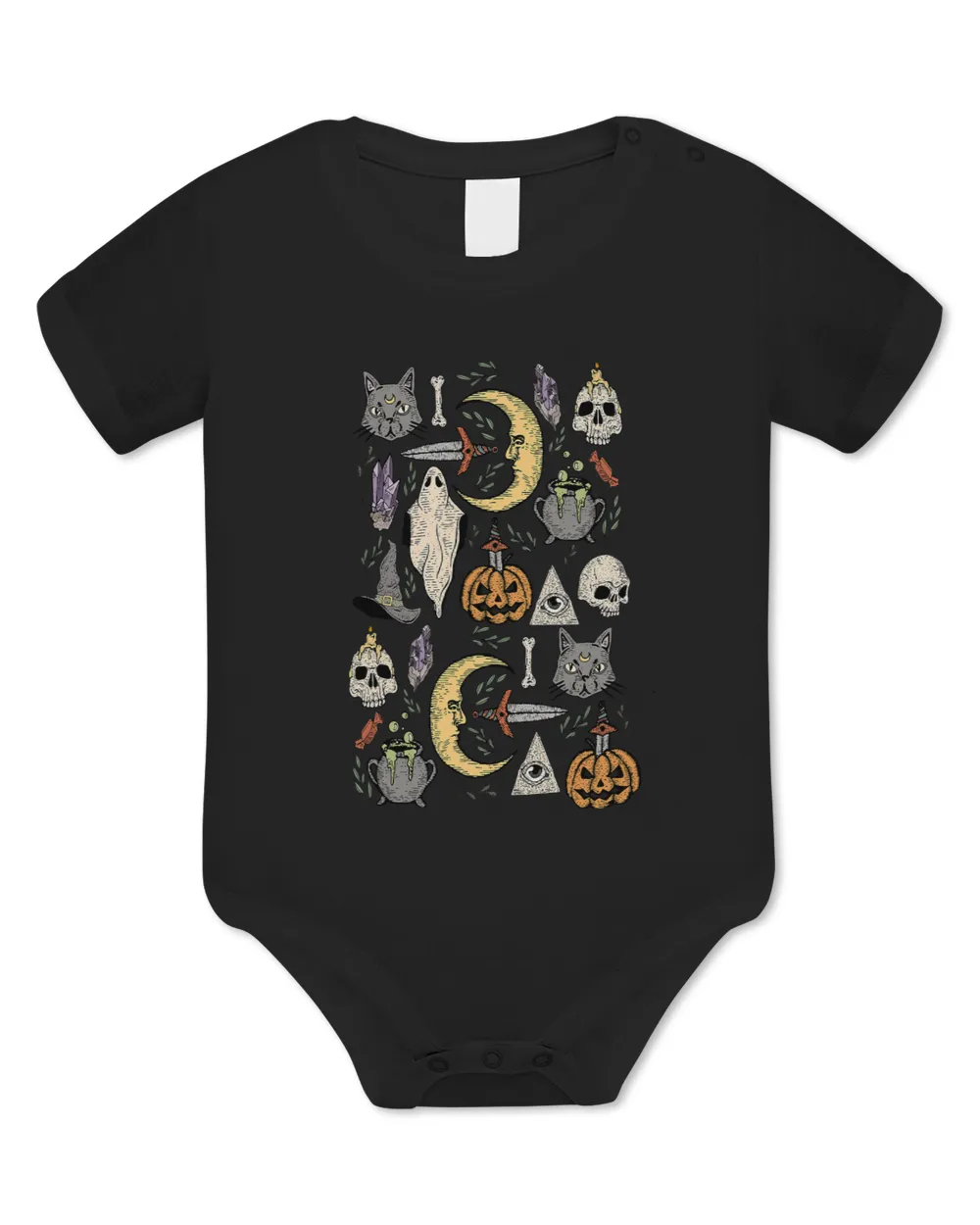 Crescent Moon Black Cat Evil Eye Halloween Ghost Pumpkin