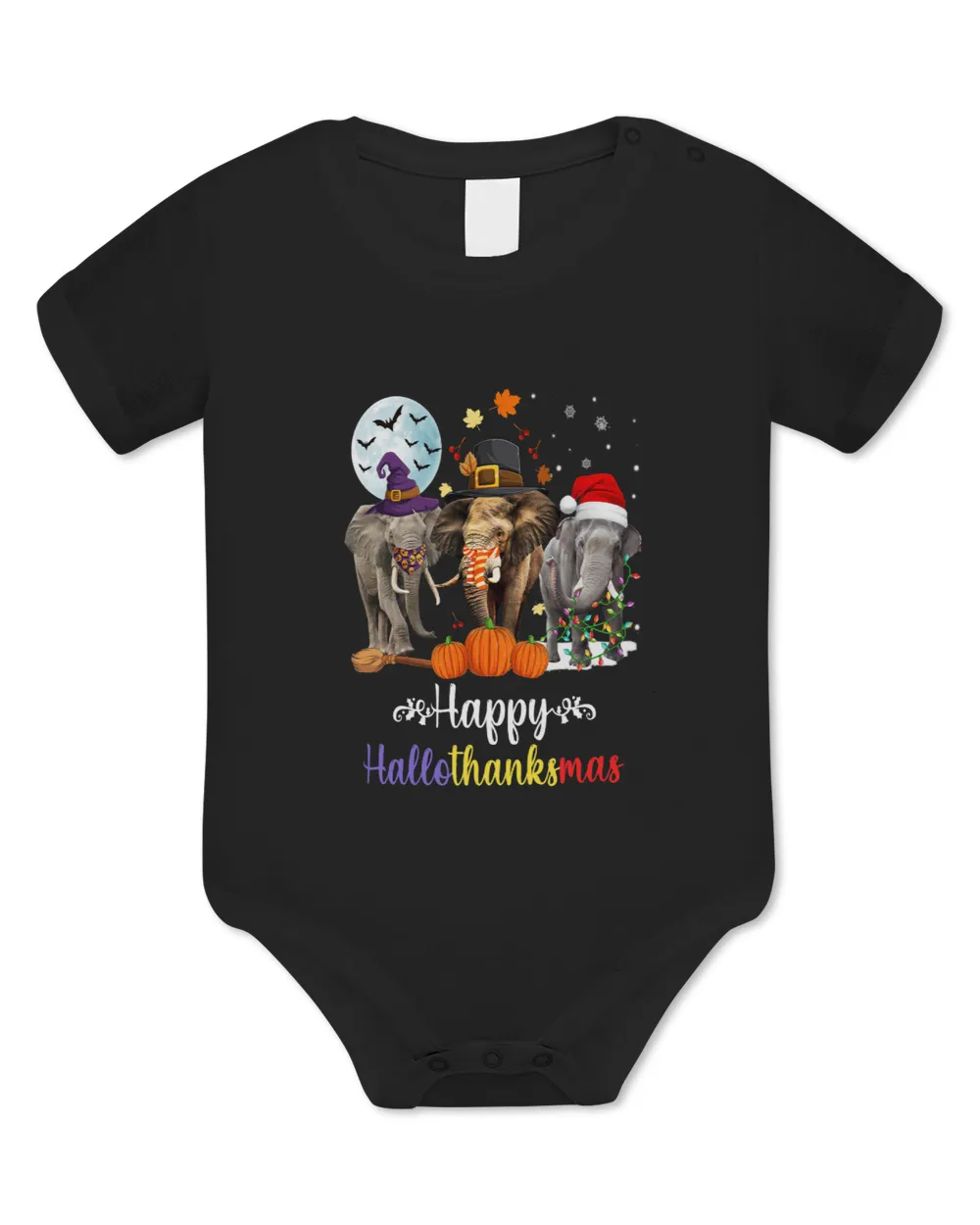 Elephant Halloween Merry Christmas Happy Hallothanksmas