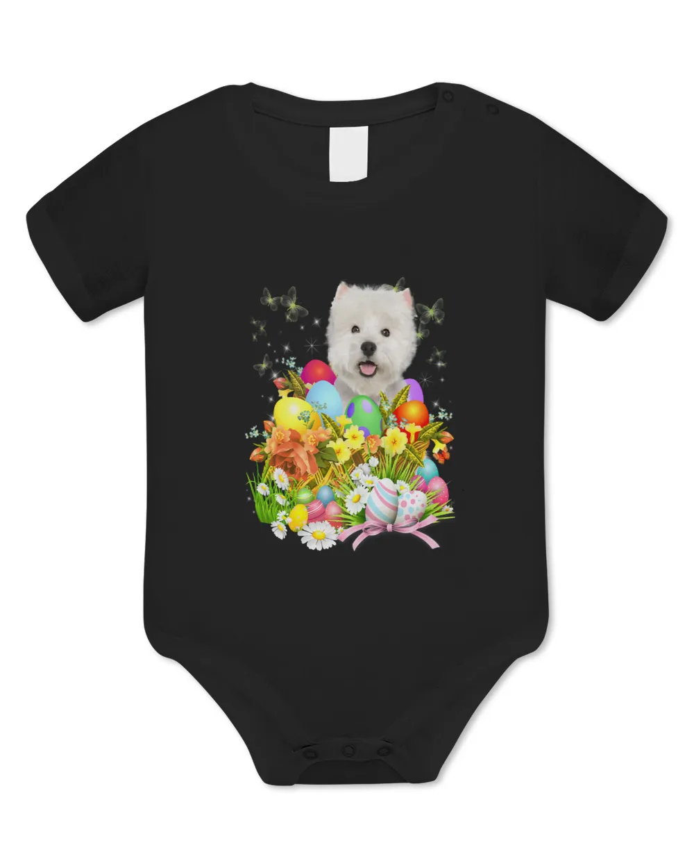 Westie Bunny Dog With Easter Eggs Basket Cool Baby Bodysuit - EU black 3m
