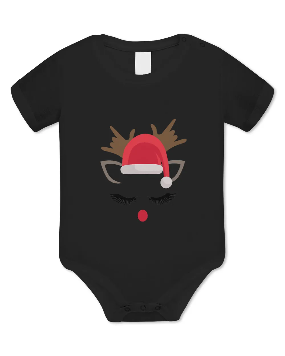 Cute Rudolph Reindeer Face Merry Christmas Santa Hat Eyelash