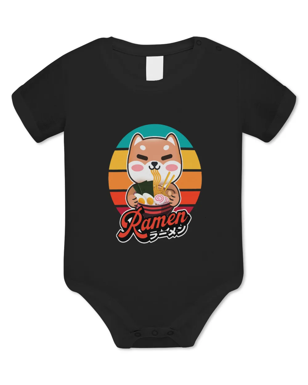 Cute Shiba Inu Eating Ramen Retro Sun Shiba Lover Funny