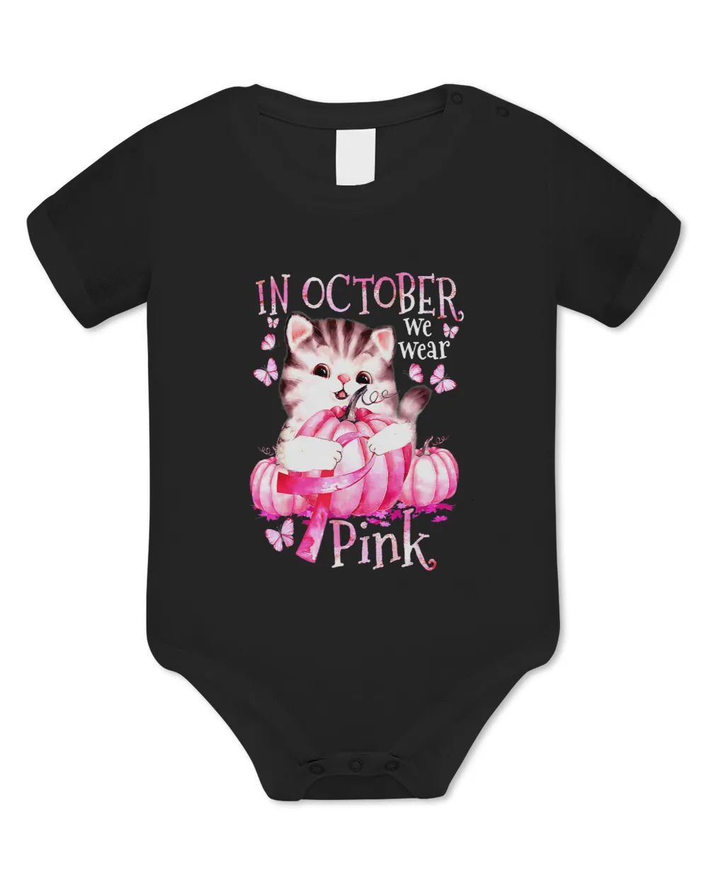 In October We Wear Pink Cute Cat Breast Cancer Awareness24