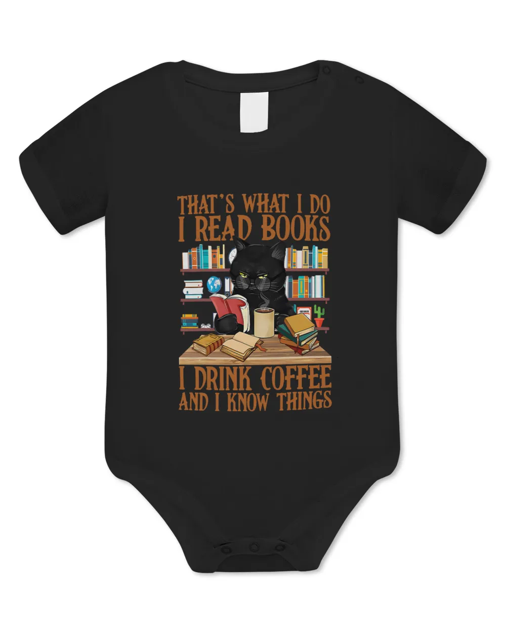 Retro Read Books Coffee Funny Black Cat Kitten Mom Librarian