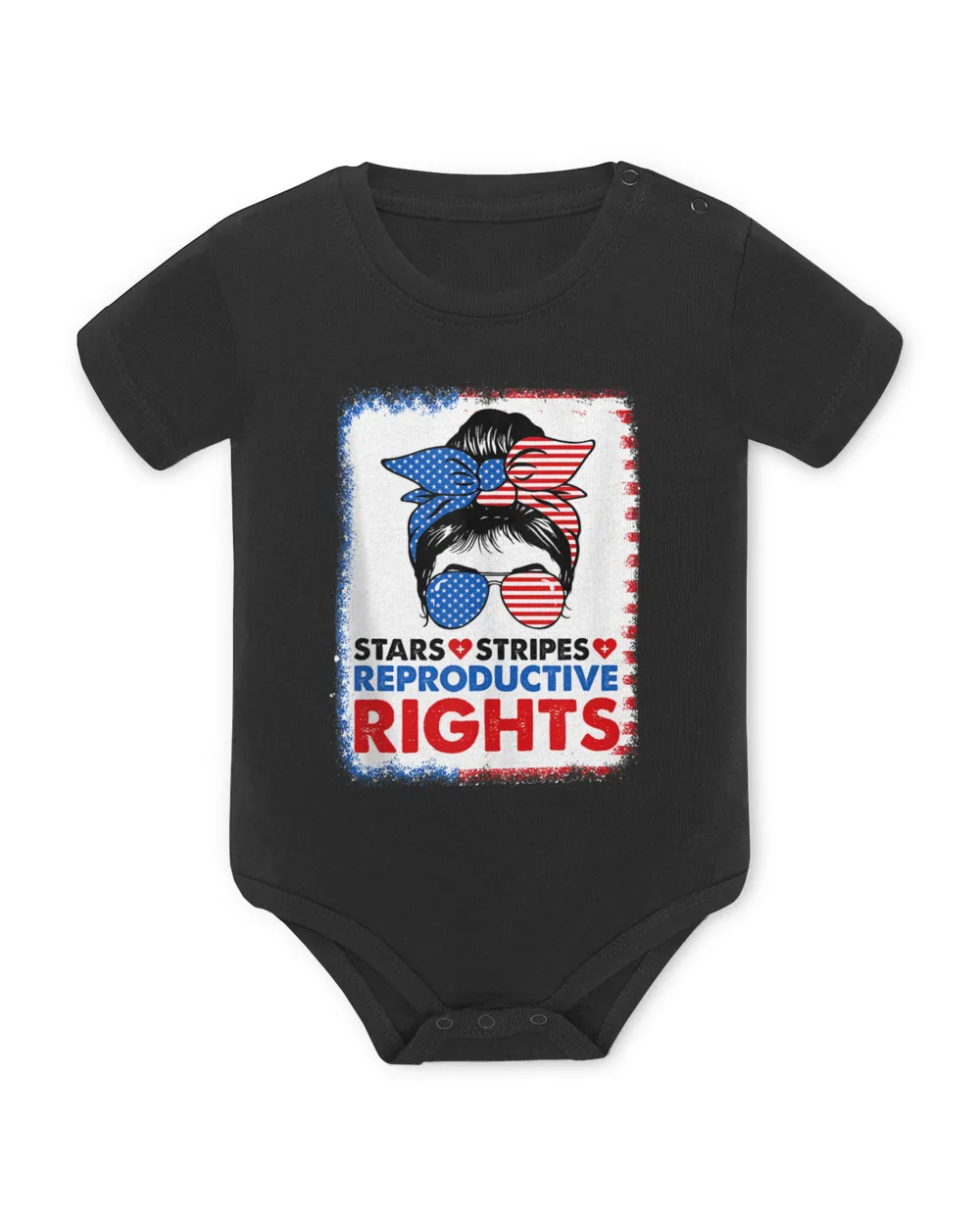 Messy Bun US Flag Stars Stripes Reproductive Rights T-shirt