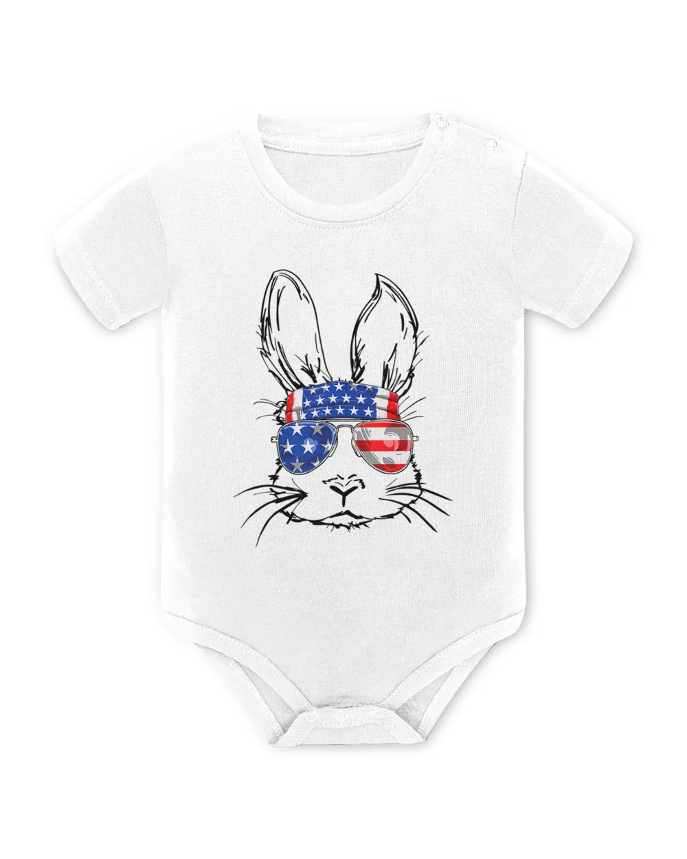 Bunny Face With Sunglasses headband America Flag Easter Day T-Shirt