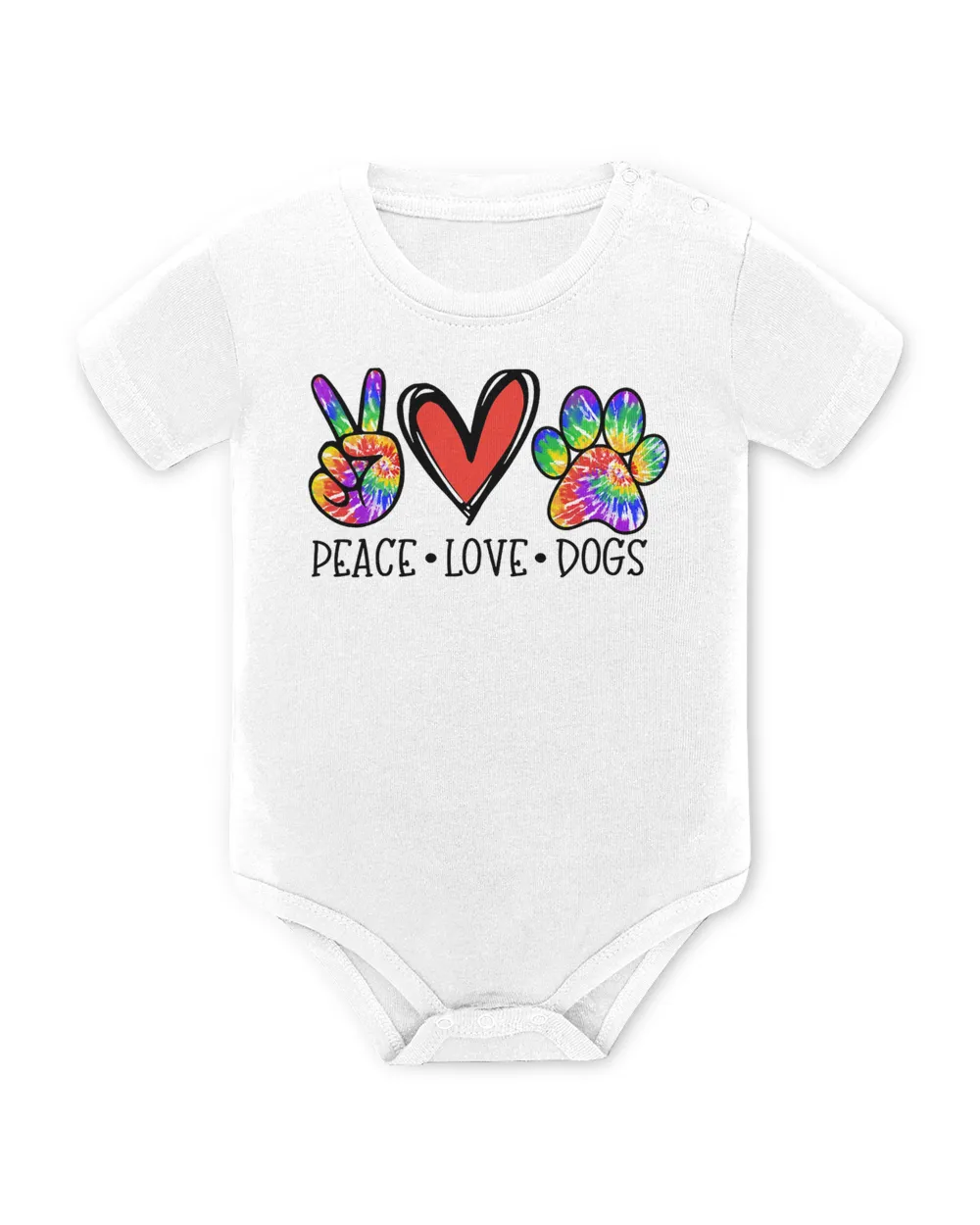 Peace Love Dogs Paws Tie Dye Rainbow Animal Rescue Womens T-Shirt