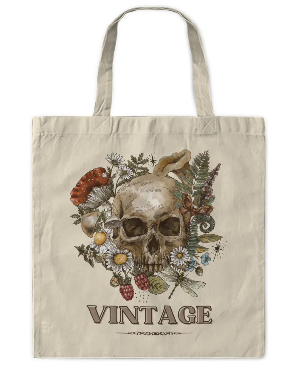 Floral Skull Flower Butterflies Vintage Halloween