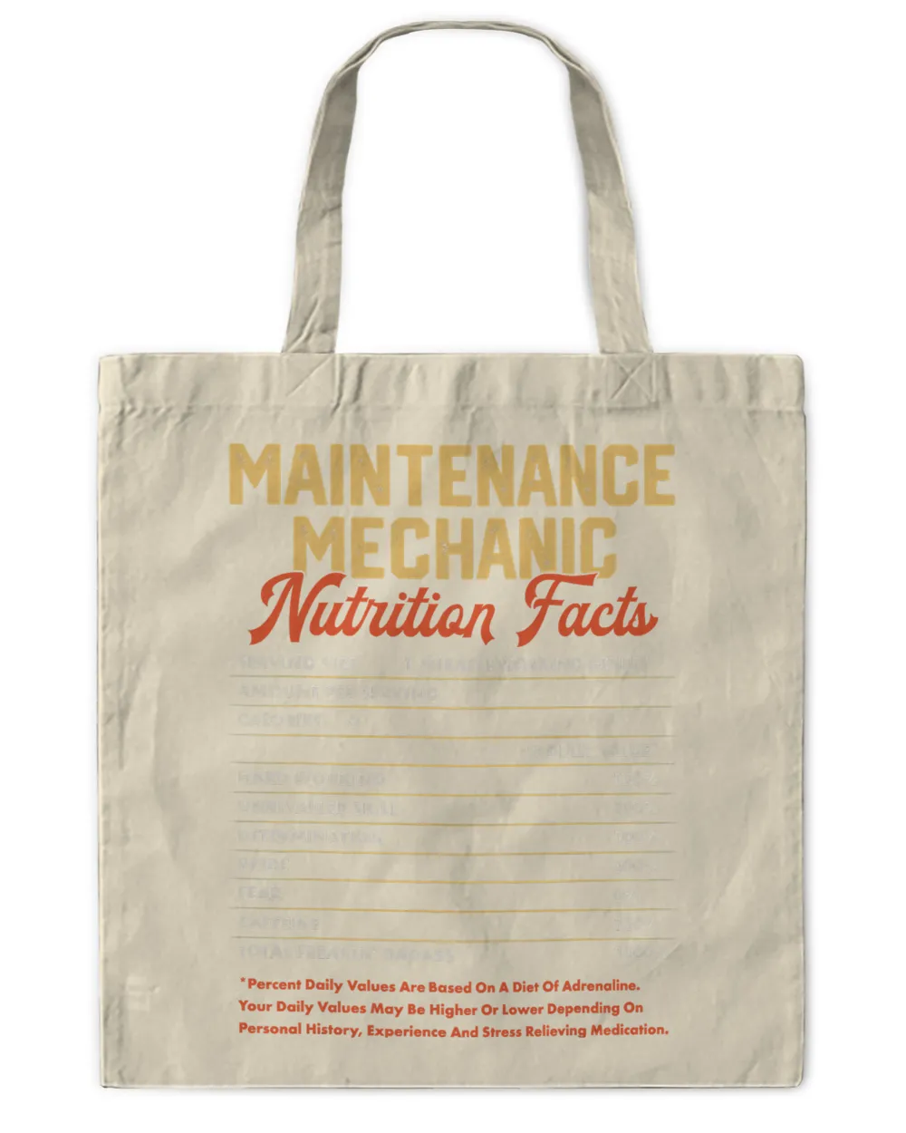 Maintenance Mechanic Nutrition Facts Funny Vintage Gifts Men T-Shirt