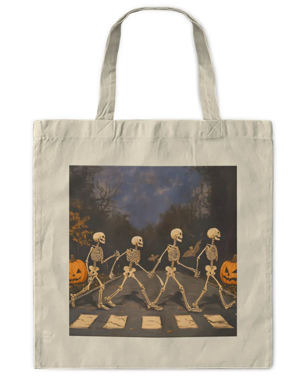 Skeleton walking down the street Funny Halloween Art
