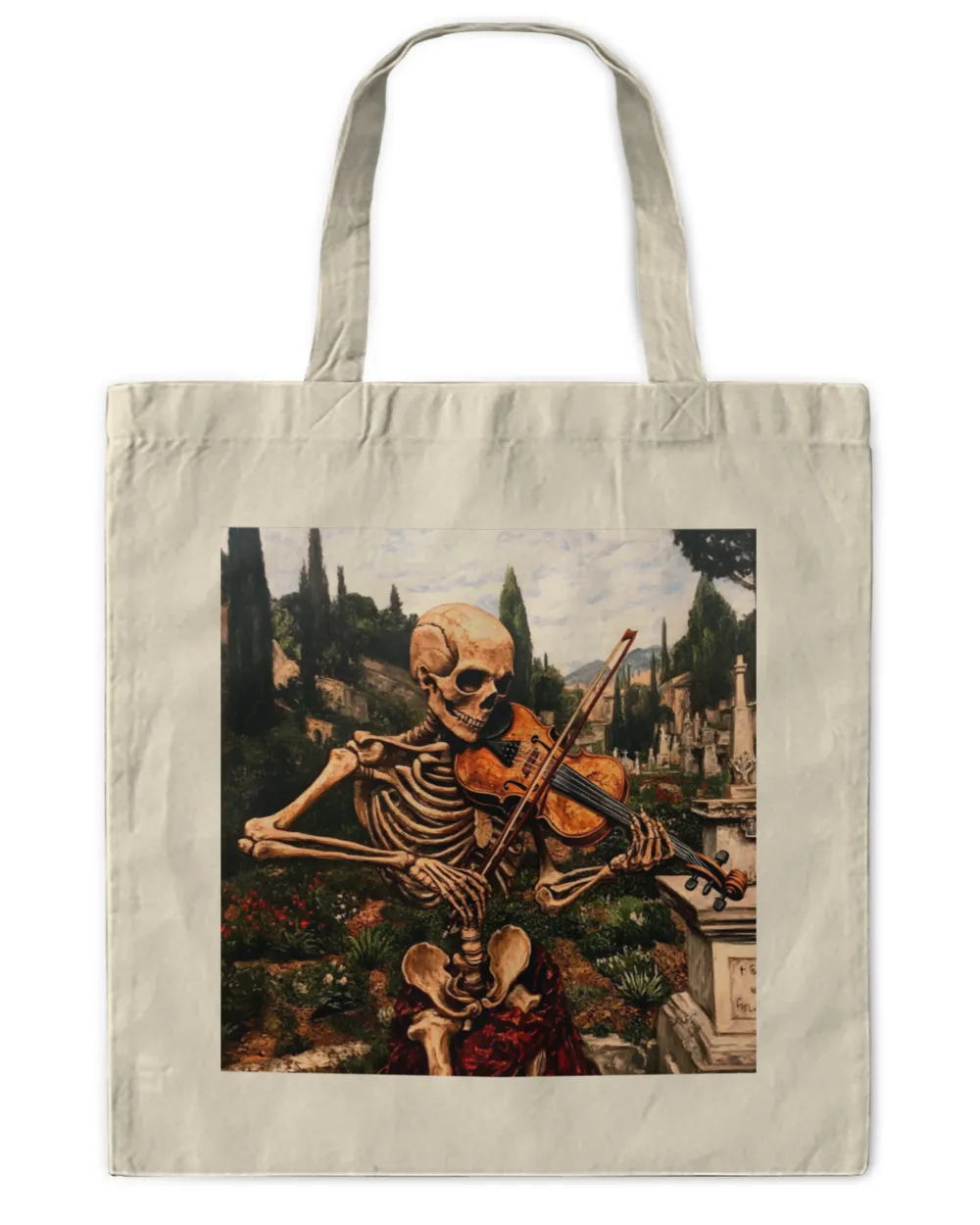 Skeleton playing Violin art for halloween gift