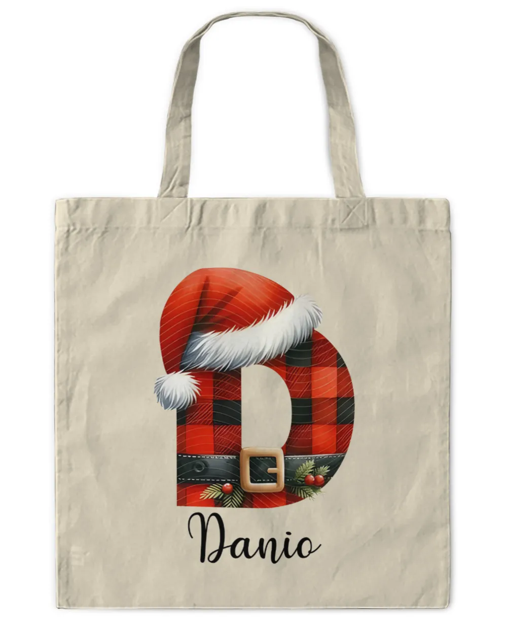 Christmas Plaid letters, Reindeer Santa Clause Alphabet, Custom Name, Christmas Tote Bags, Personalize Christmas Gift - CLG221116