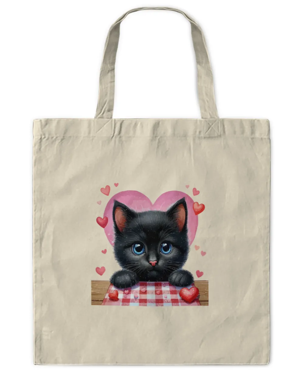 Black Cat Heart Valentines Day Kitten Lover Men Women Kids