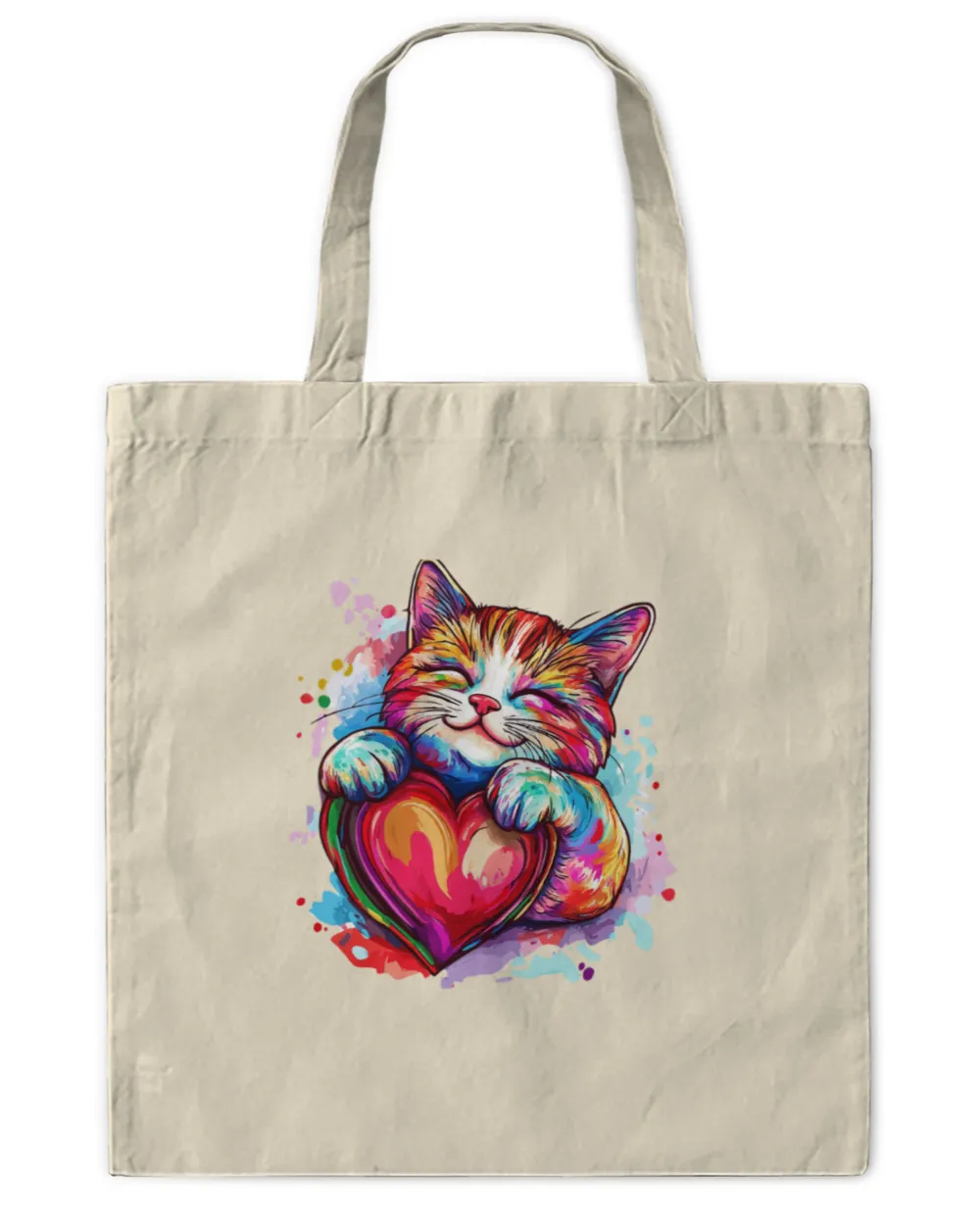 Cat Kitty Hugging Valentine Heart Rainbow Love Long Sleeve_2