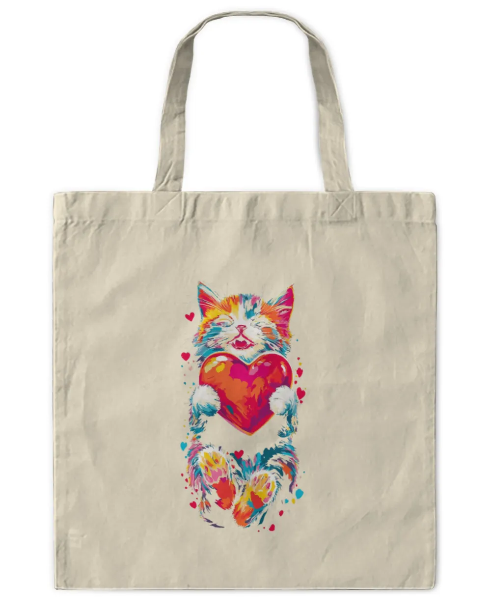 Cat Kitty Hugging Valentine Heart Rainbow Love Long Sleeve