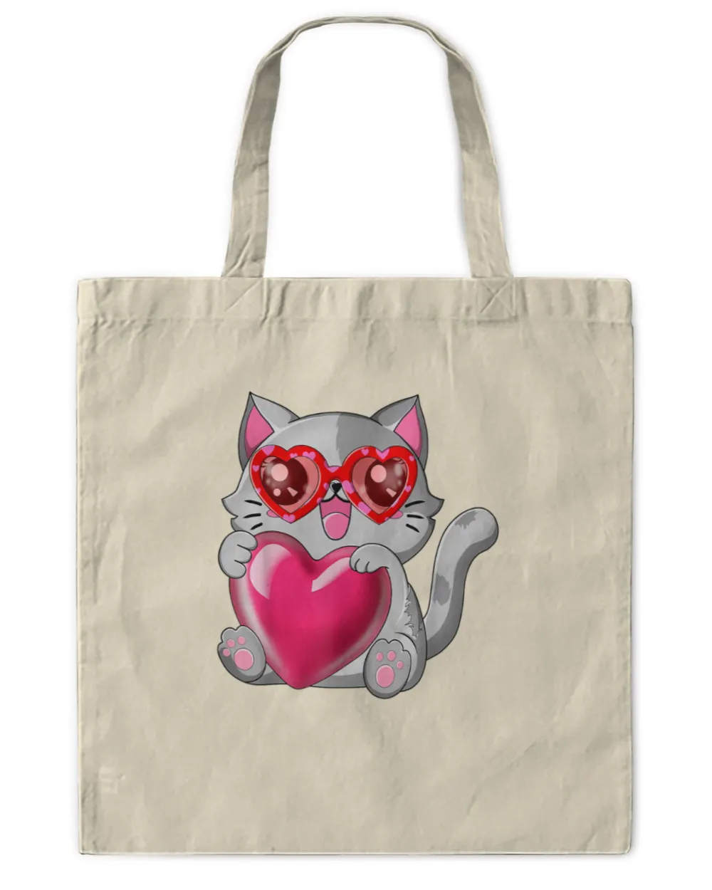 Cute Cat Hugging Valentine Heart Love Cat