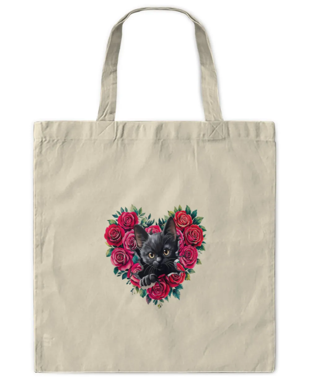 Black Cat Torn and Rose Flower Heart Valentine's Day Tank Top