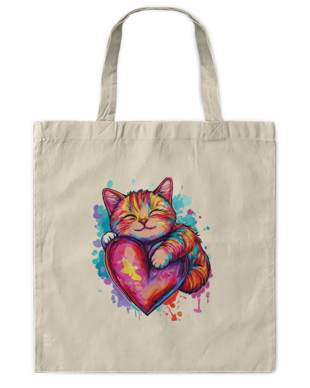 Cat Kitty Hugging Valentine Heart Rainbow Love Long Sleeve_1