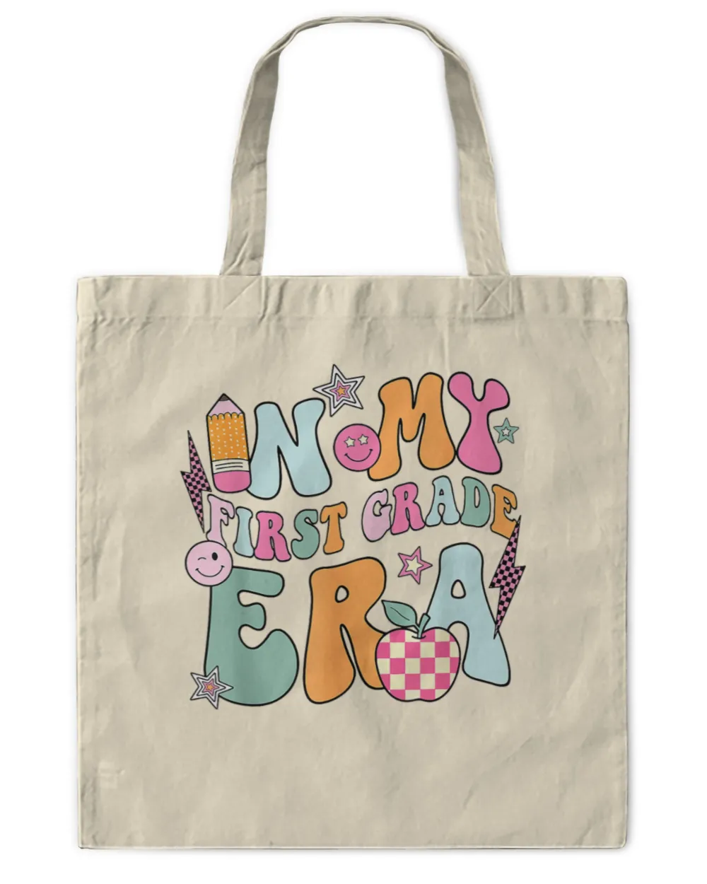 In My First Grade Era Back To School Retro Groovy 1st Grade Tote Bag - Printed in the US natural onesize