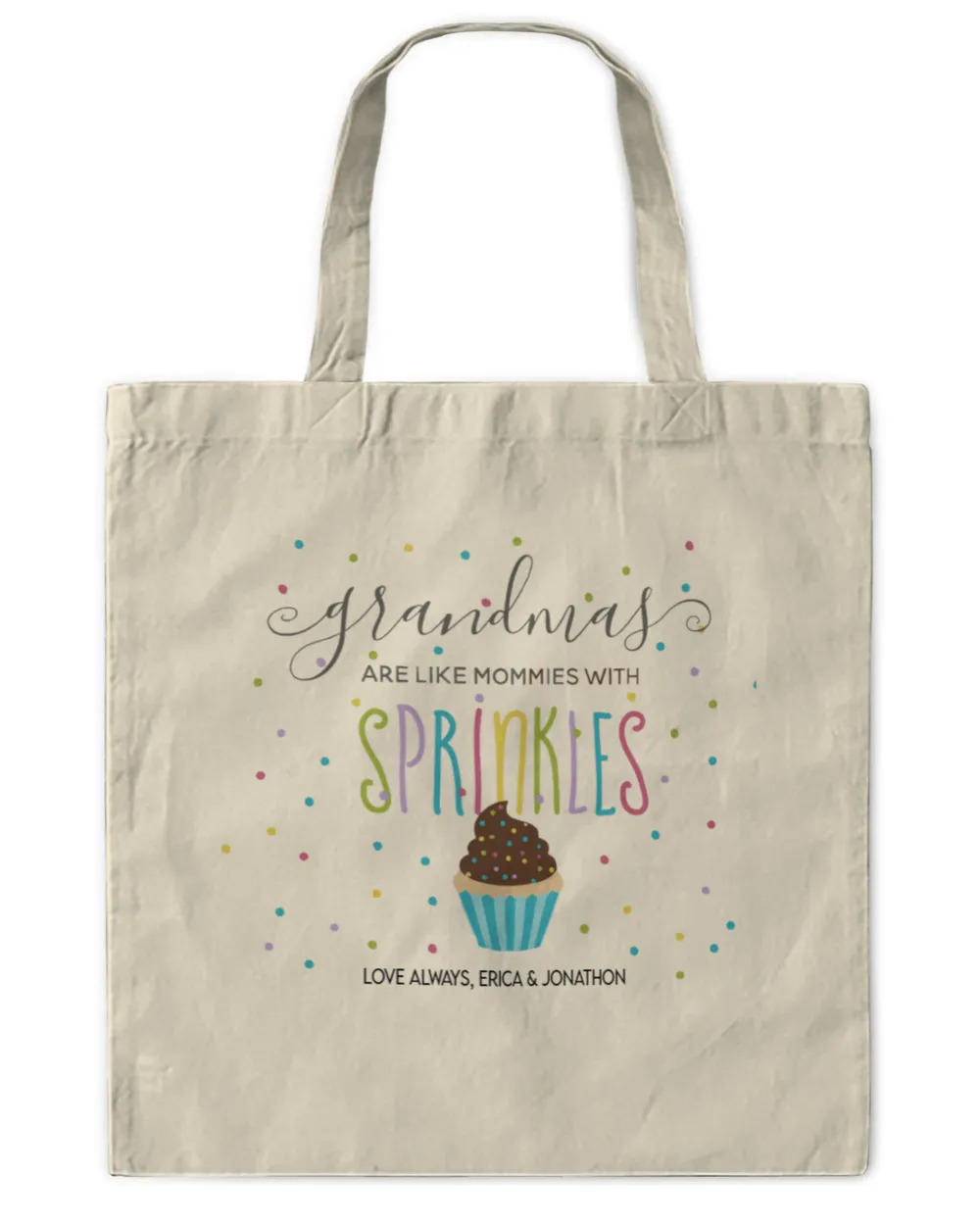Personalized Grandmas with Sprinkles Tote Bag, Gifts for Grandma, Gift idea for Grandma