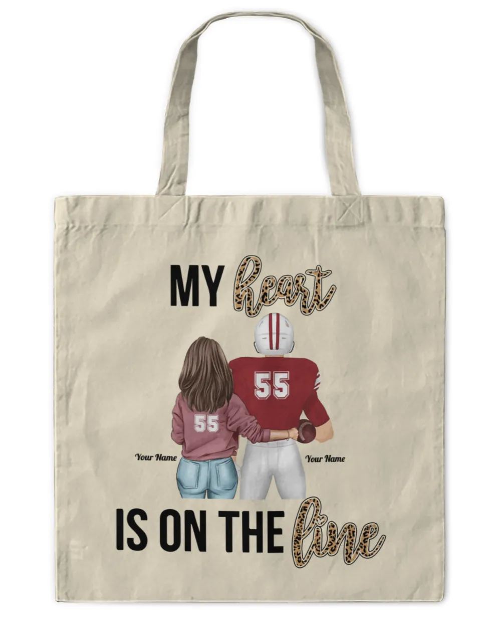 My Heart Is On The Line - Personalized Shirt - Birthday, Game Day Gift For Football Girlfriends, Couple, Gifts For Girlfriend, Gift Idea For Girlfriend