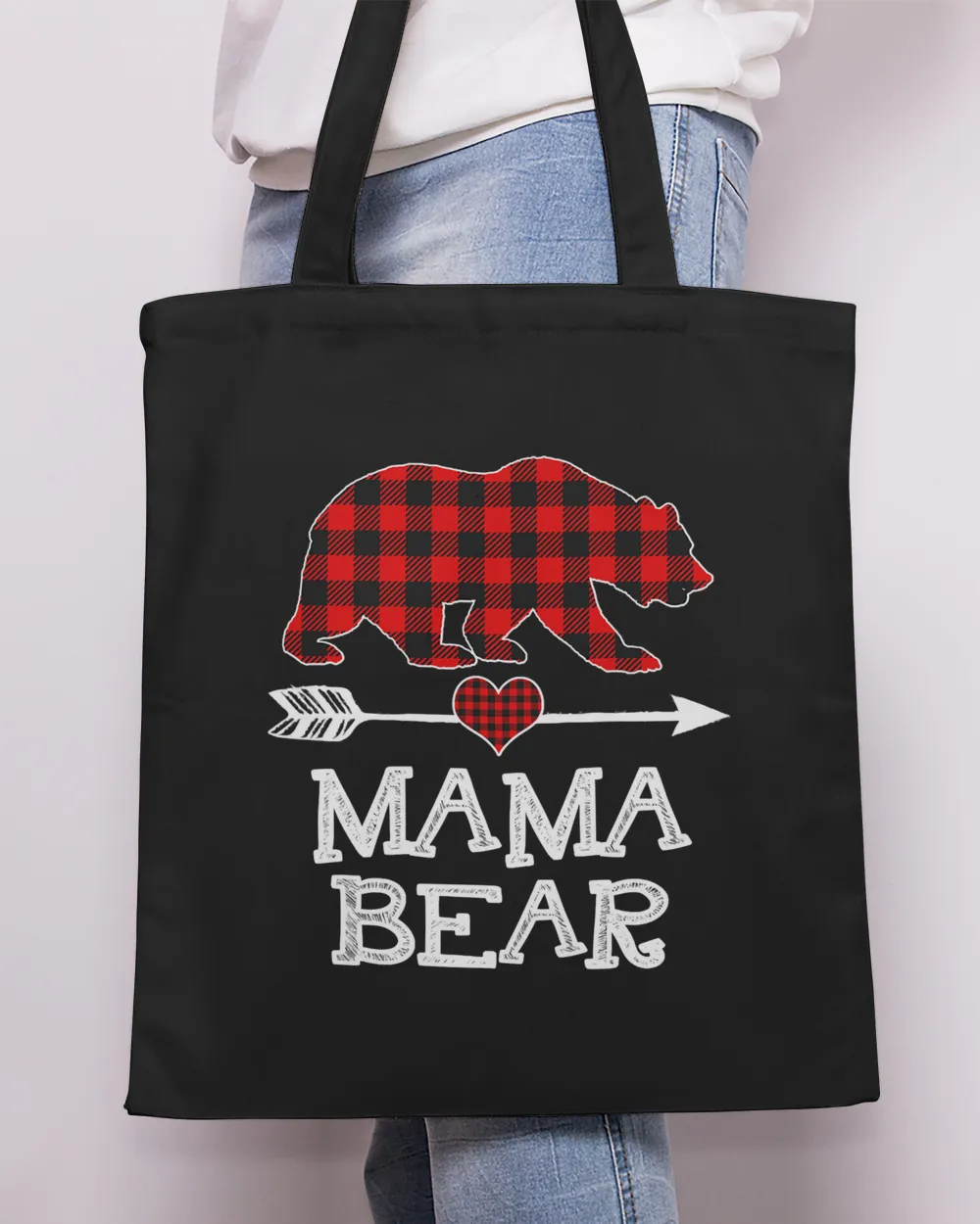 Mama Bear Christmas Pajama Red Plaid Buffalo Family Gift T-Shirt