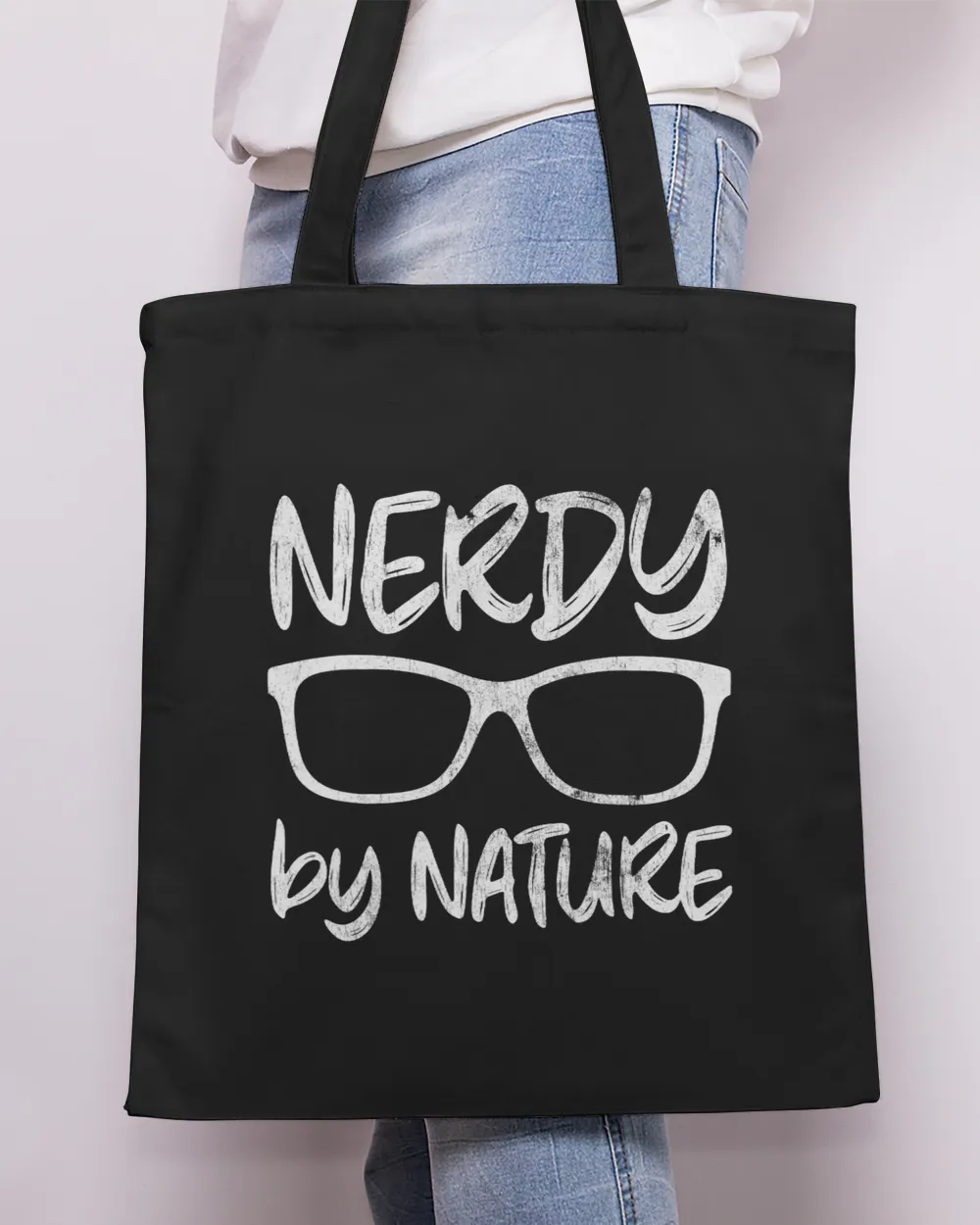 Nerd Nerdy By Nature Funny Geek Glasses Geeky 1 Tote Bag - Printed in the EU black onesize