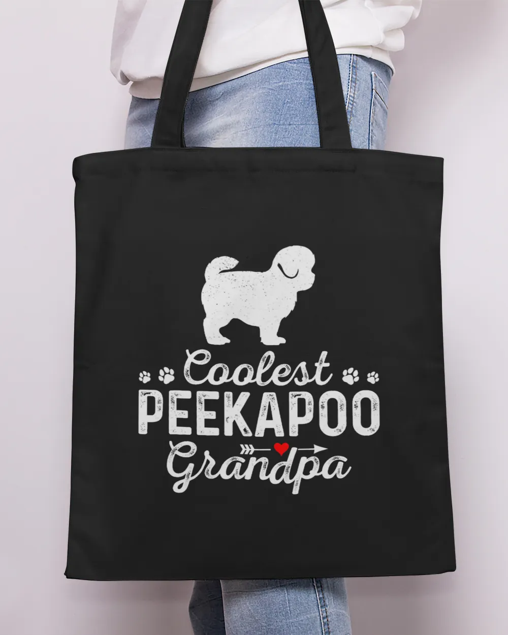 Mens Coolest PEEKAPOO Grandpa Funny Dog Grandpa Pet Family