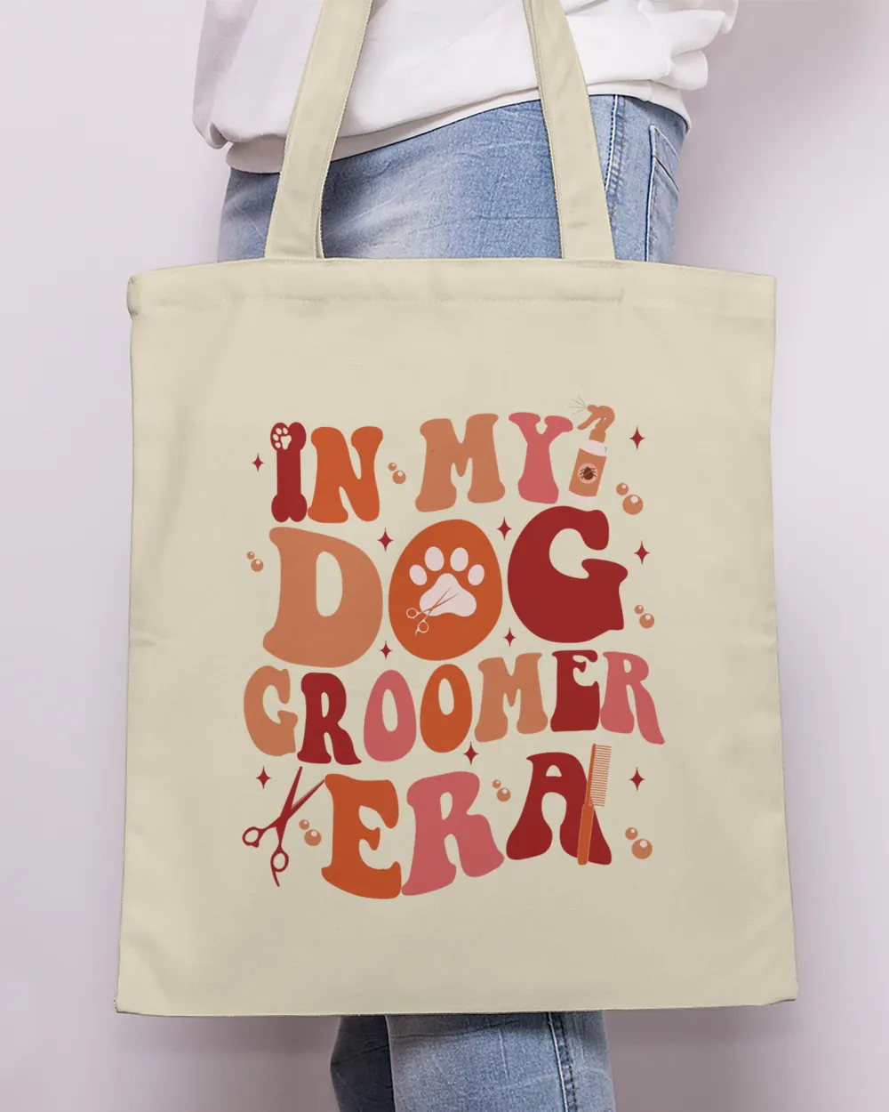 In My Dog Groomer Era Sweatshirt, Custom Dog Groomer Sweatshirt, Pet Groomer Shirt, Personalized Dog Groomer Sweatshirt, Dog Lover Gift Tote Bag - Printed in the EU natural onesize
