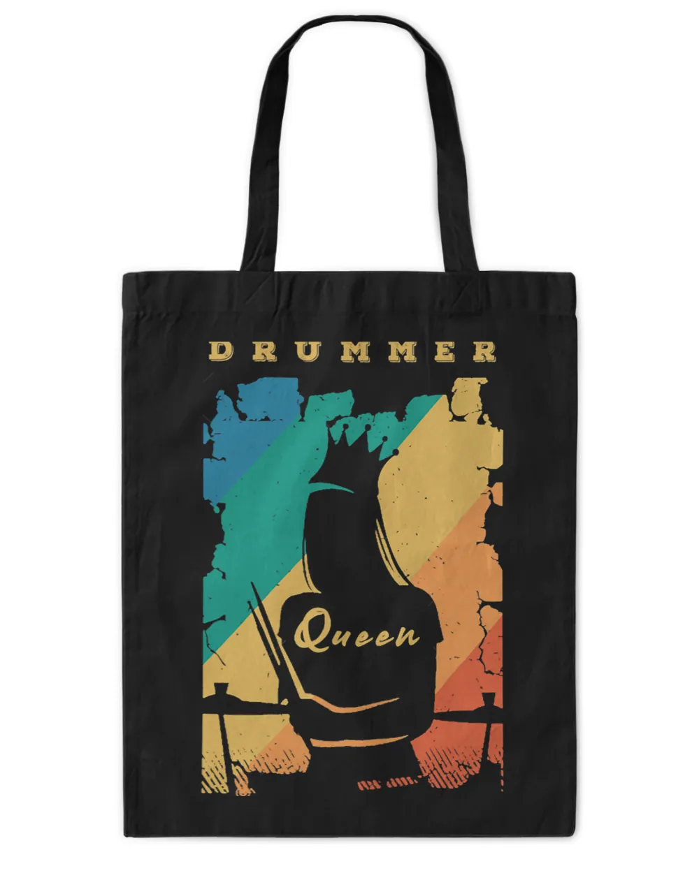 Drums Drummer Womens Playing Drums Queen Of Drumming Rock Musician Drums Tote Bag - Printed in the EU black onesize