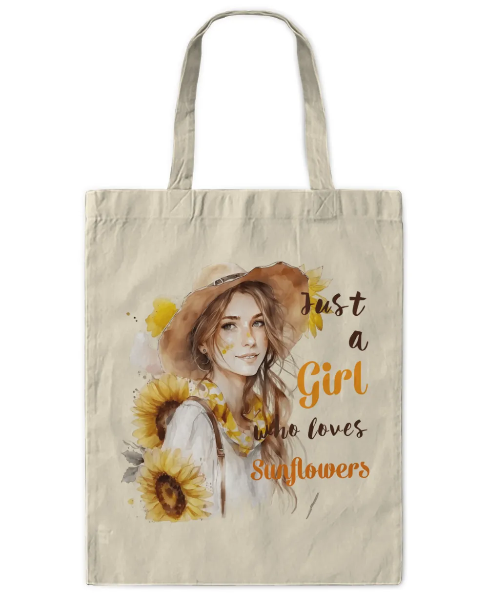 Personalized Tote Bags- Just a Girl  Who Loves Sunflowers Tote Bag - Printed in the EU natural onesize