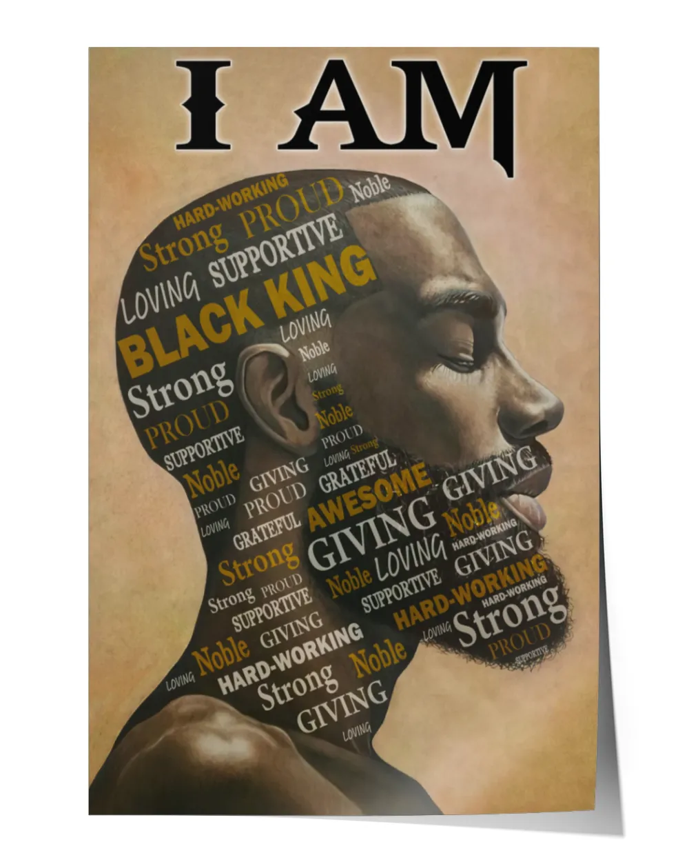 home decor wall posters Black Man I Am vertical poster ideal gift